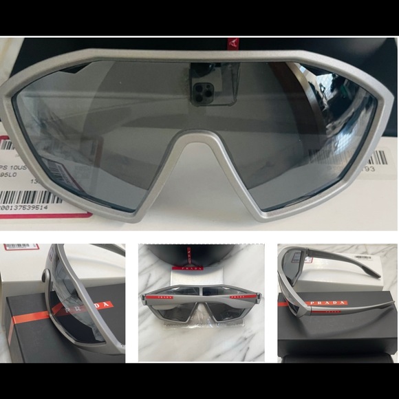 PRADA SPORT, LIGHTWEIGHT WITH MIRRORED SHIELDS SUNGLASSES, UNISEX - Picture 4 of 16